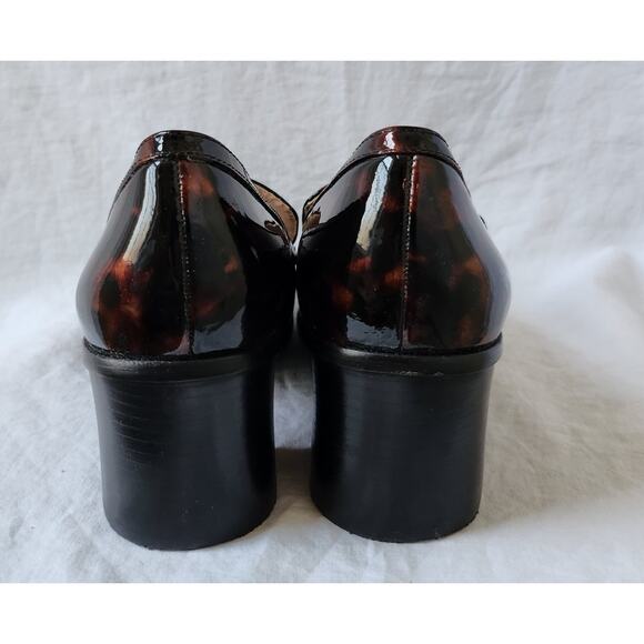 Tory Burch Tortoise Shell Patent Leather Heeled Loafers Size 9.5 - Picture 15 of 16